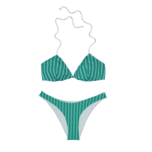 Zweiteiliger Badeanzug Ella Strukturierte Streifen | Turquoise