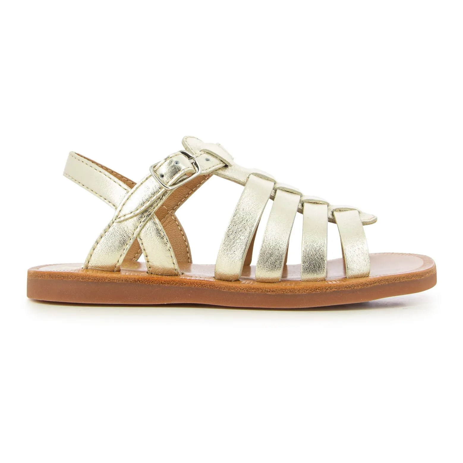 Pom D'api Gold Plagette Strap Sandals