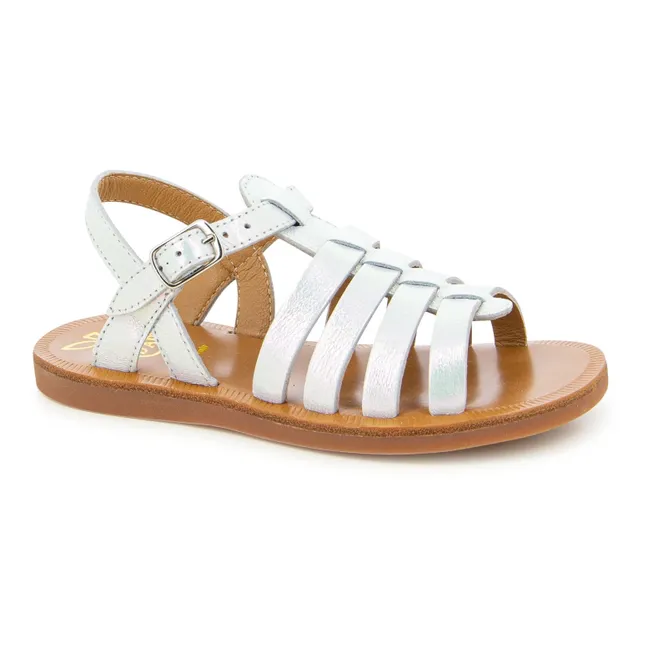 Plagette Strap sandals | White satin
