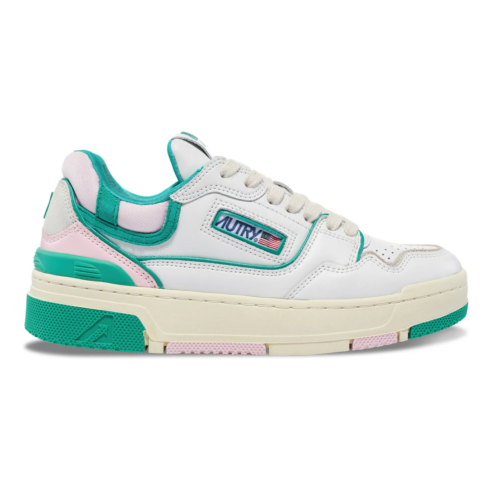 Autry Green Clc Low Bicolour Leather Sneakers