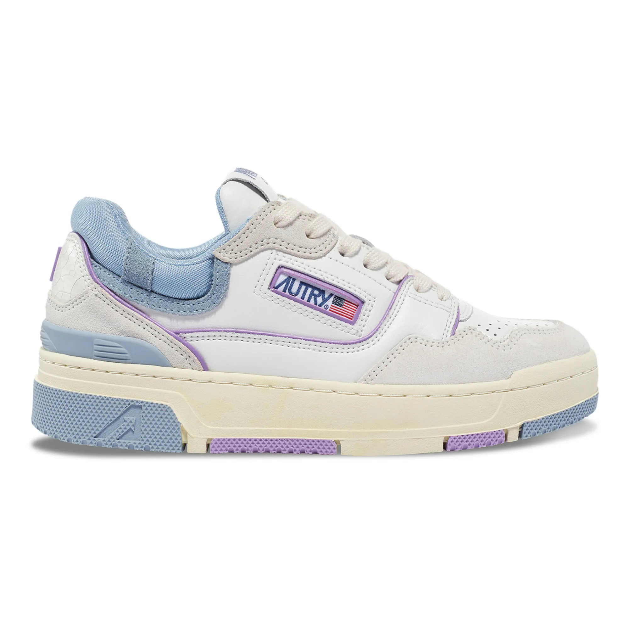 Autry Light Blue Clc Low Bicolour Leather Sneakers