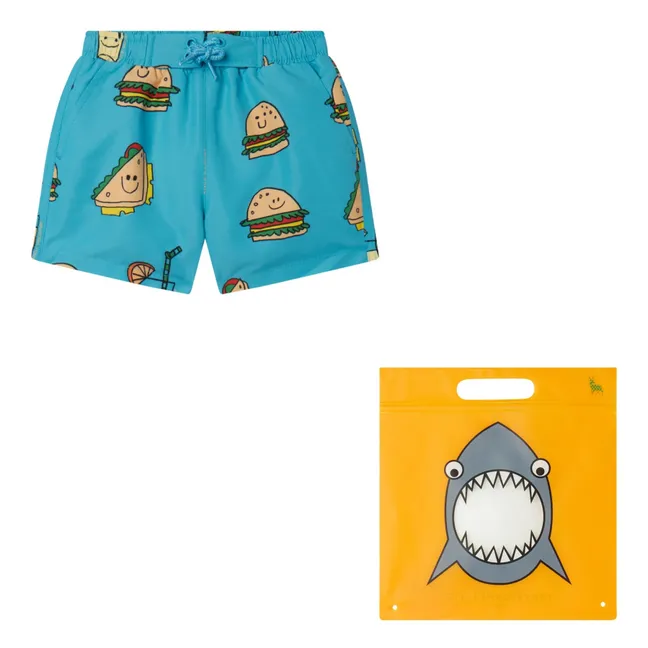 Burger Bath Shorts | Turquoise