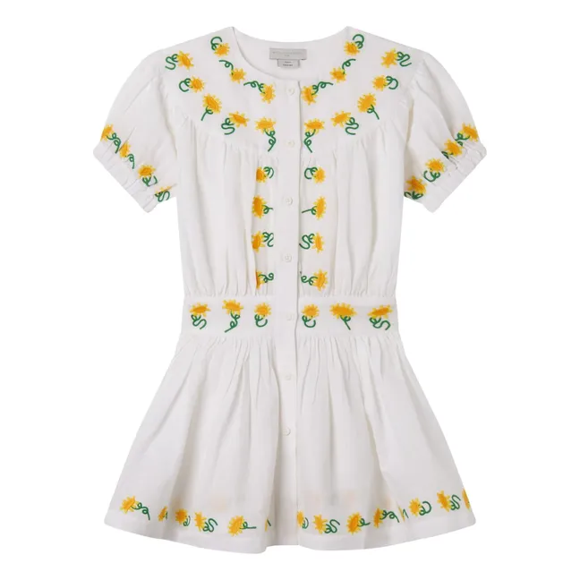 Flower Embroidery Dress | White