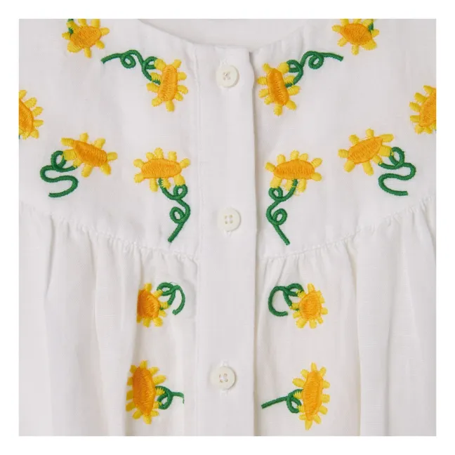 Flower Embroidery Dress | White