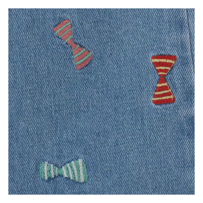Jeanskleid Stickerei Schleife | Blau