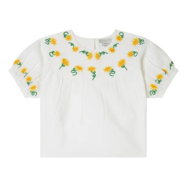 Flower Embroidery Blouse | White