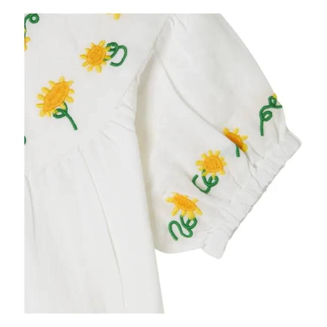 Flower Embroidery Blouse | White
