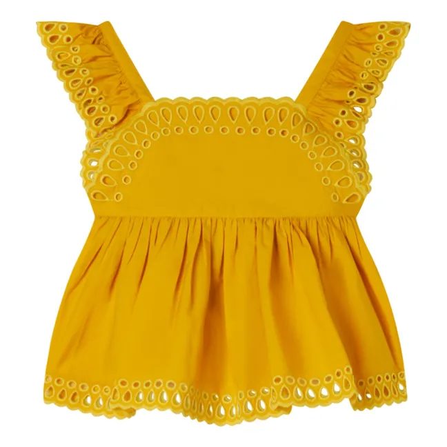 Top Broderie Anglaise | Jaune