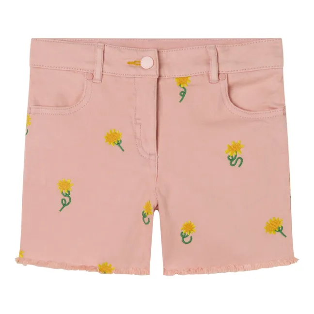 Pantalones cortos con bordado de flores | Rosa