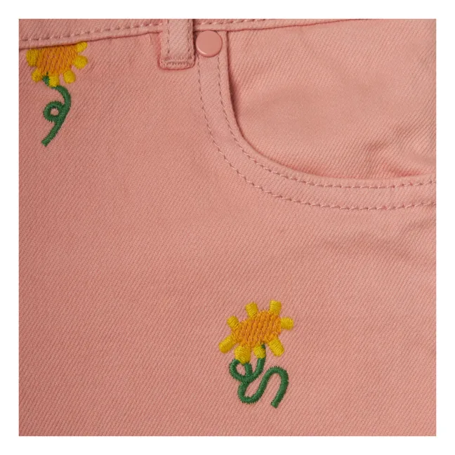 Pantalones cortos con bordado de flores | Rosa