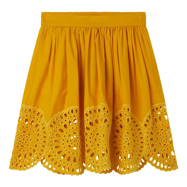 Broderie Anglaise skirt | Yellow