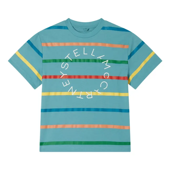 Camiseta de rayas Stella | Azul Turquesa
