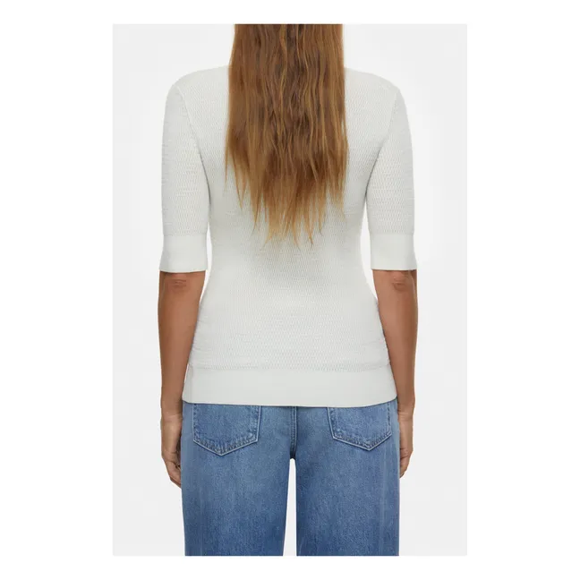 Short-sleeved V-neck polo shirt | Ivory
