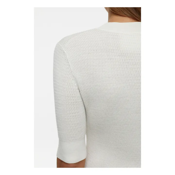 Polo de manga corta y cuello en V | Marfil- Imagen del producto n°4