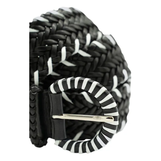 Cinturón trenzado bicolor 4 cm | Negro