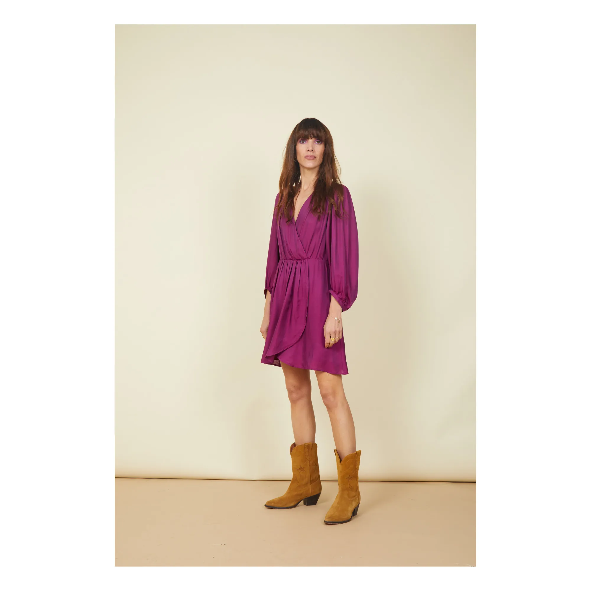 Alma Deia Fuchsia Silk Viscose Short Dress