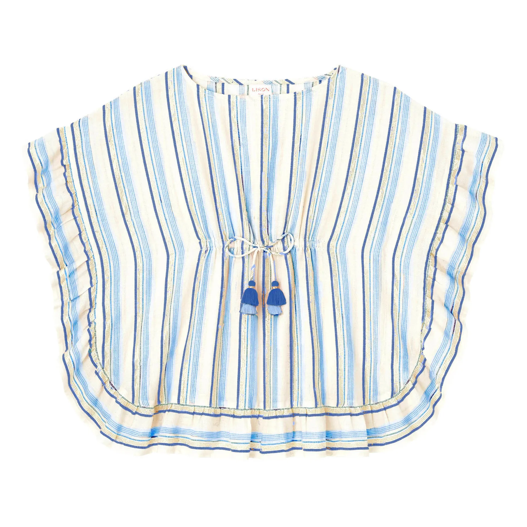 Lison Paris Beige Striped Metallic Caftan