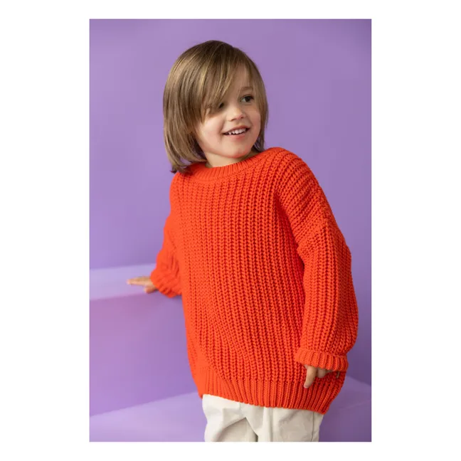 Organic Cotton Chunky Sweater | Blood orange