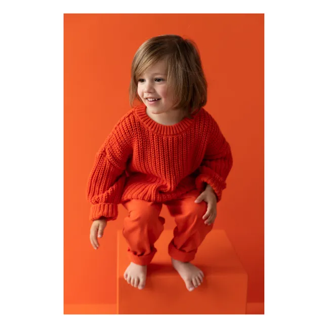 Organic Cotton Chunky Sweater | Blood orange