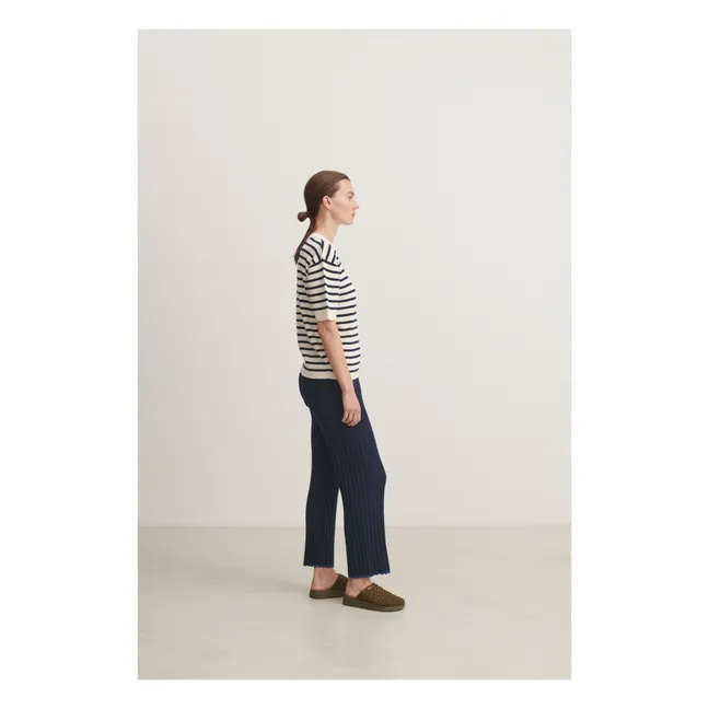 Striped T-shirt - Women's Collection | Navy blue - Off-white