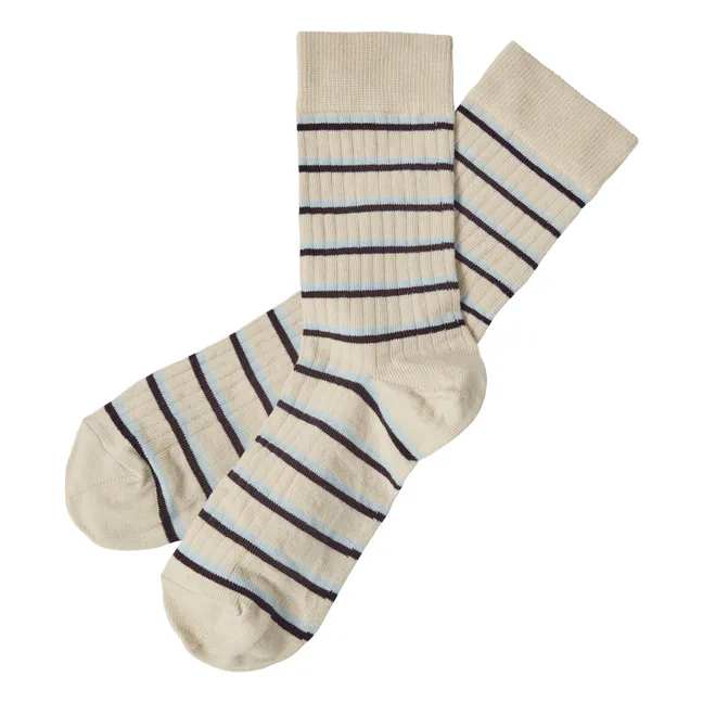 2 Pairs Wool Stripes Socks - Women's Collection | Beige