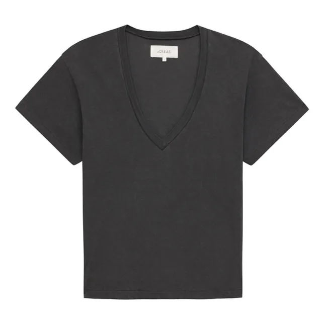 Camiseta con cuello en V | Washed Black