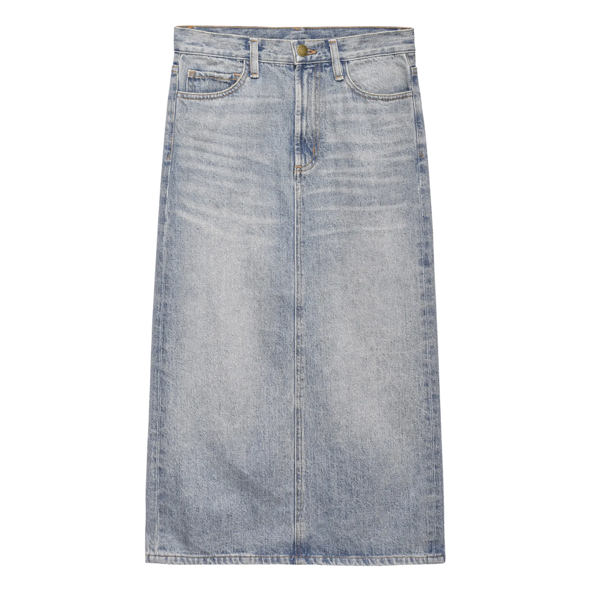 The Great Denim Stonewashed The Column Skirt