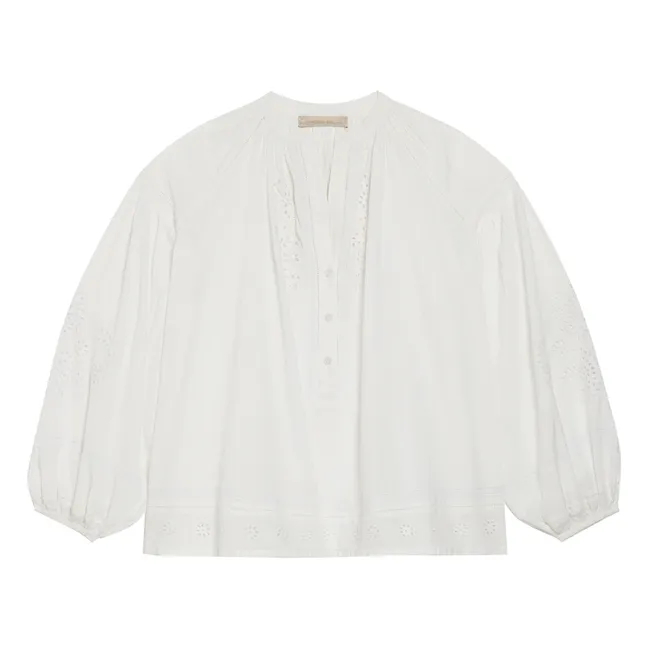 Bestickte Nipoa-Bluse | Weiß