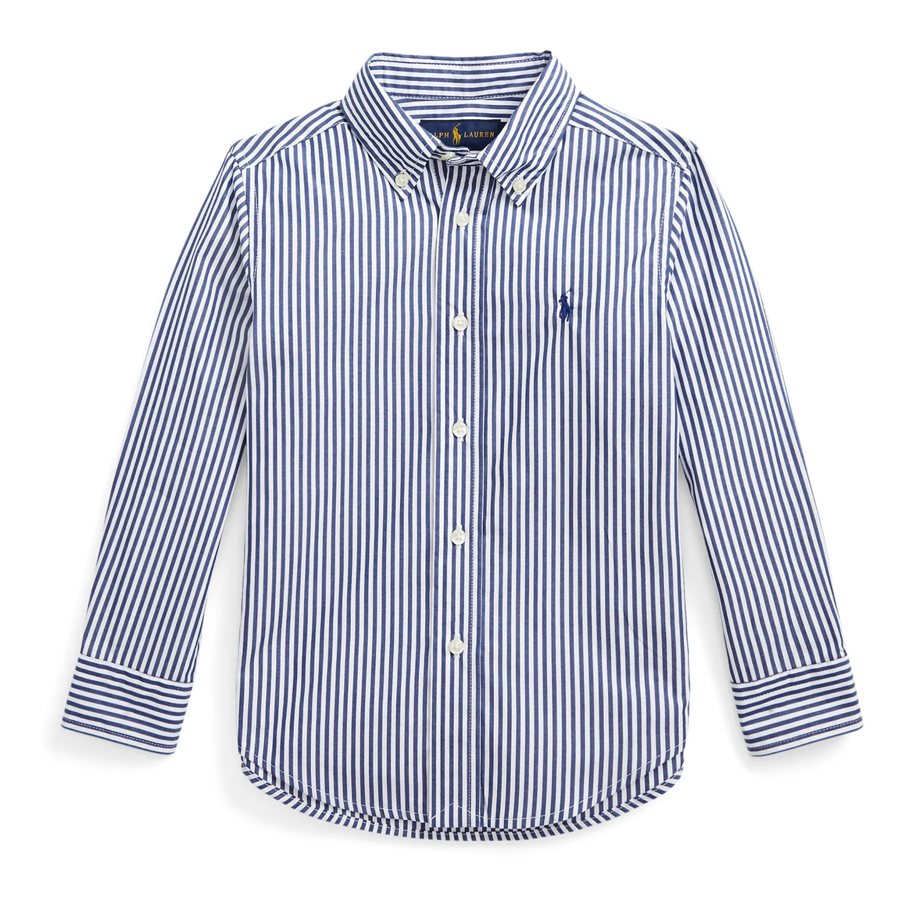 Ralph Lauren Navy Blue Striped Logo Sport Shirt