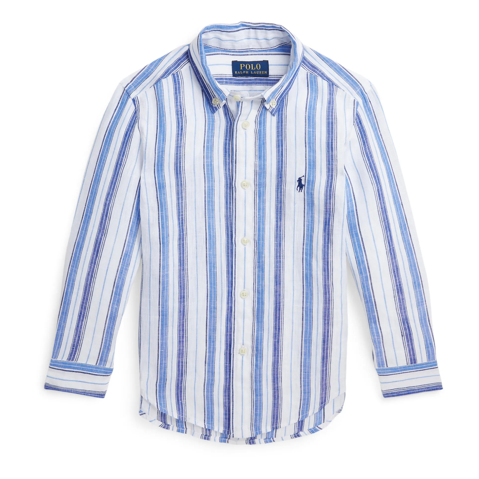 Ralph Lauren Navy Blue Linen Stripes Shirt