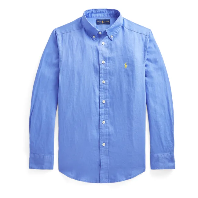 Camisa de lino con logotipo | Azul
