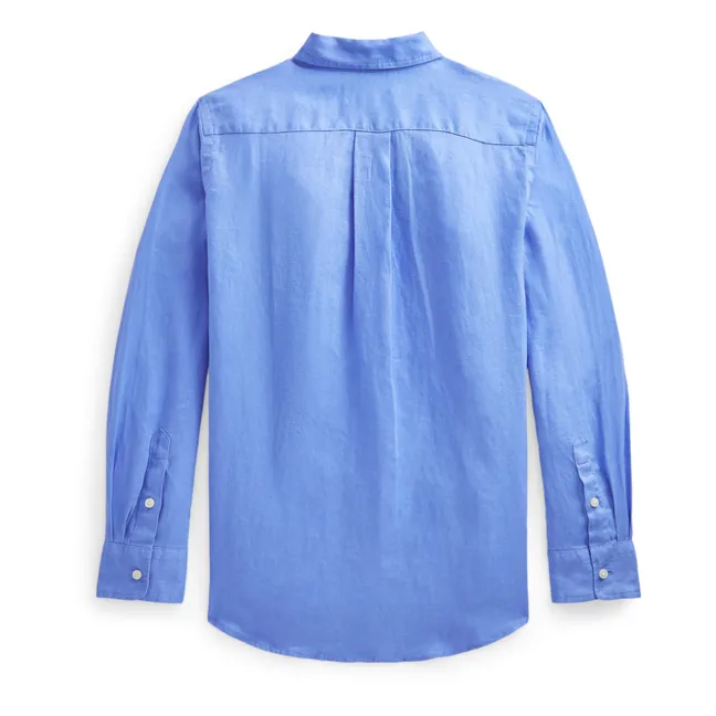 Camicia in lino con logo | Blu