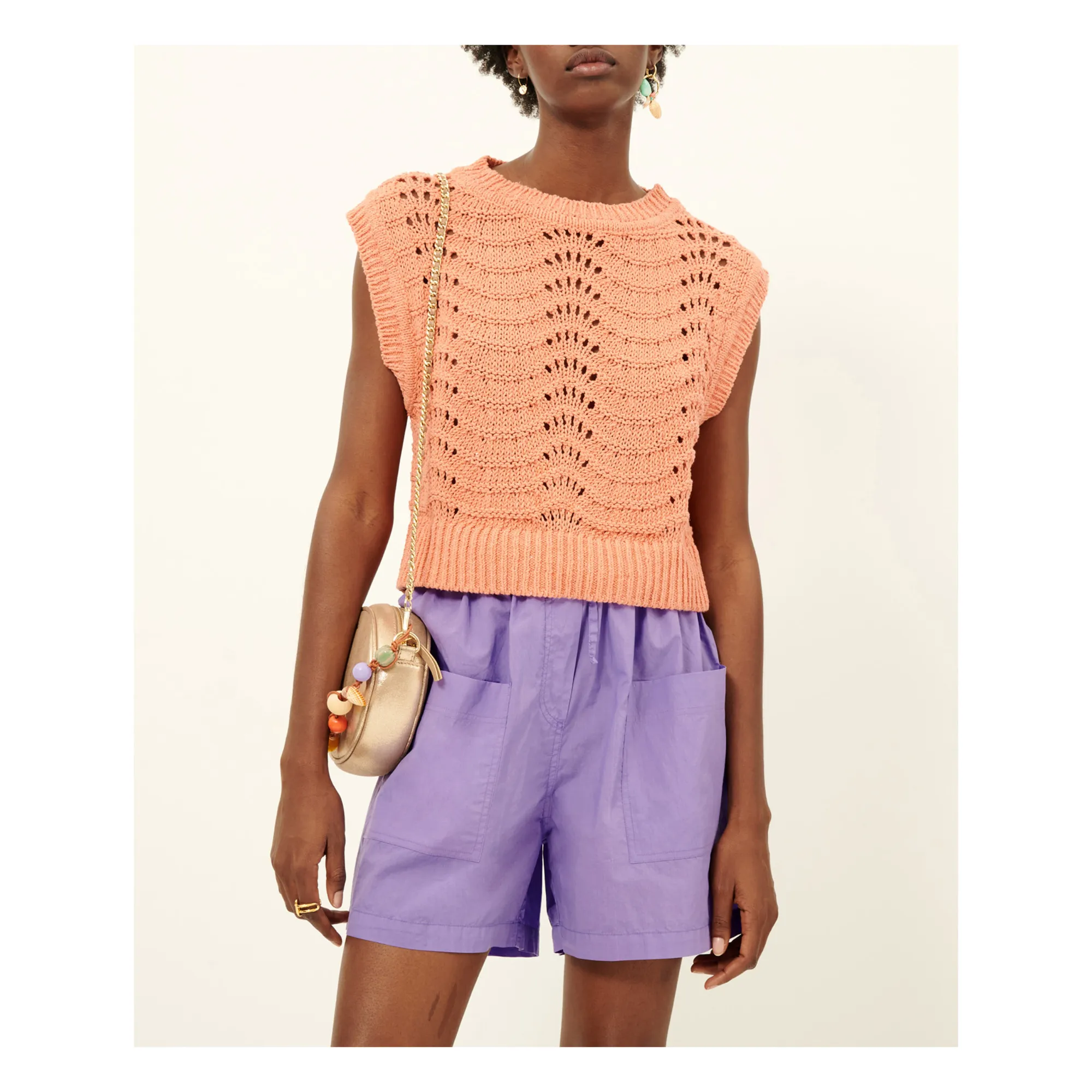 Sessùn Peach Sleeveless Sweater Haki Recycled Cotton
