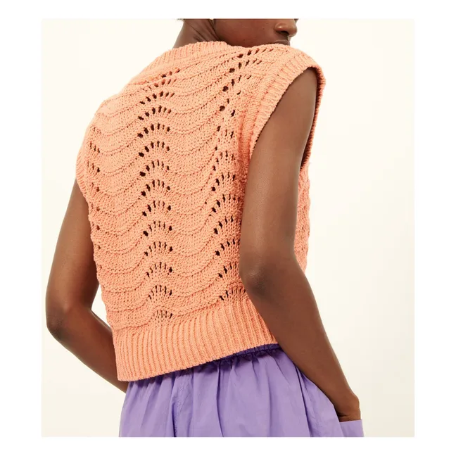 Sleeveless Sweater Haki Recycled Cotton | Peach