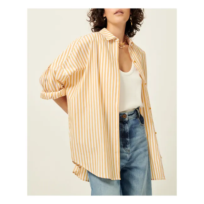 Malfa Shirt Stripes Organic Cotton | Yellow