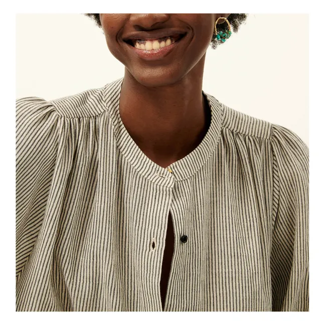 Kleid Mercadel Streifen Bio-Baumwolle | Schwarz
