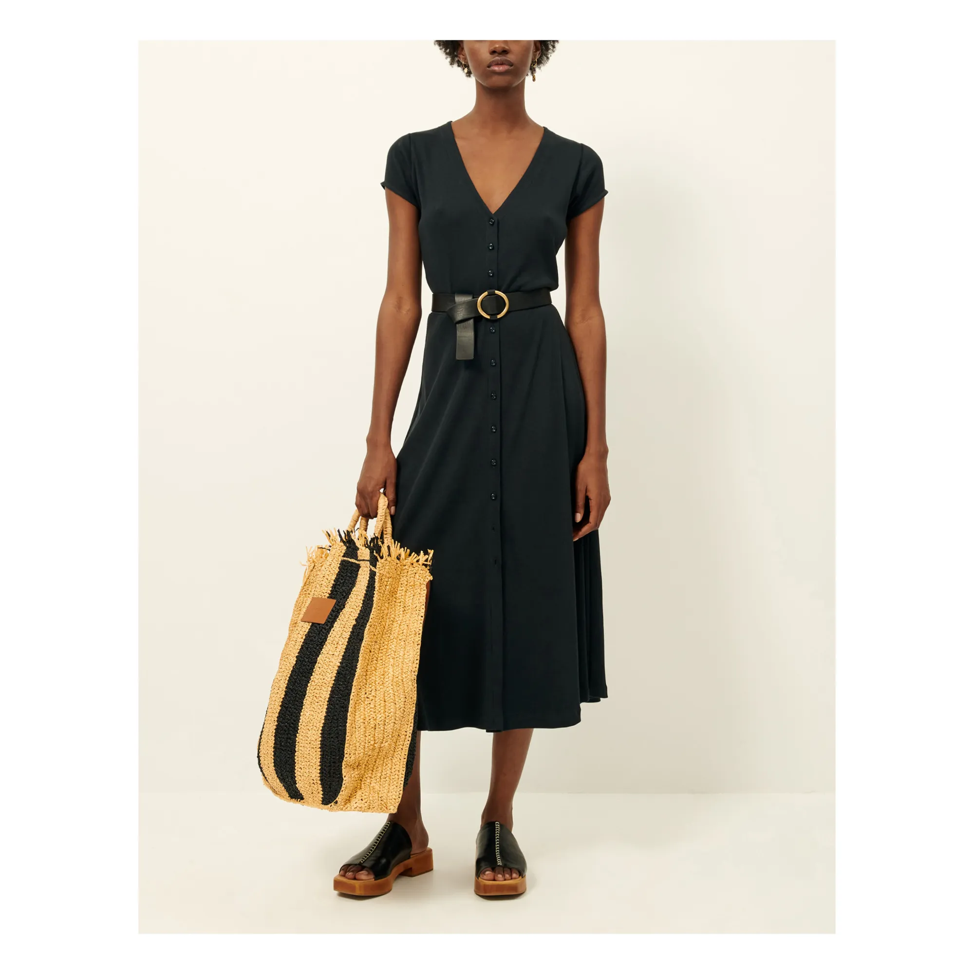 Sessùn Blue Black Nea Ribbed Dress
