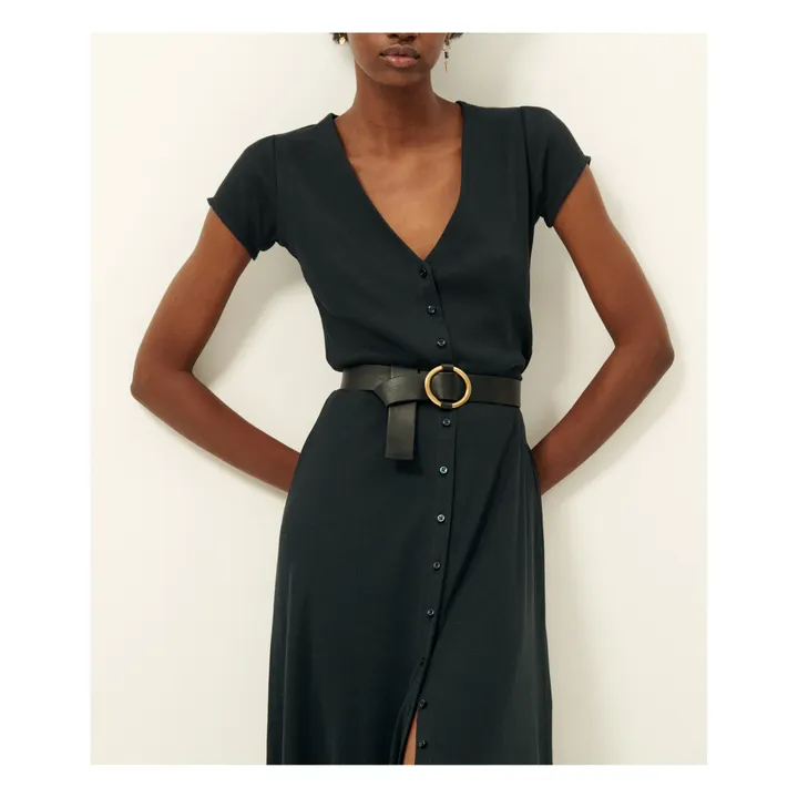 Geripptes Kleid Nea | Blau schwarz- Produktbild Nr. 3