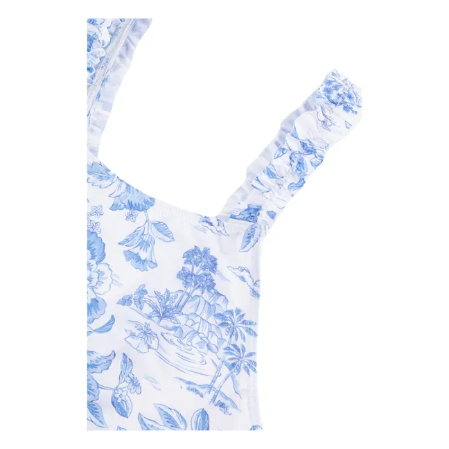 1-piece floral swimming costume | Blue