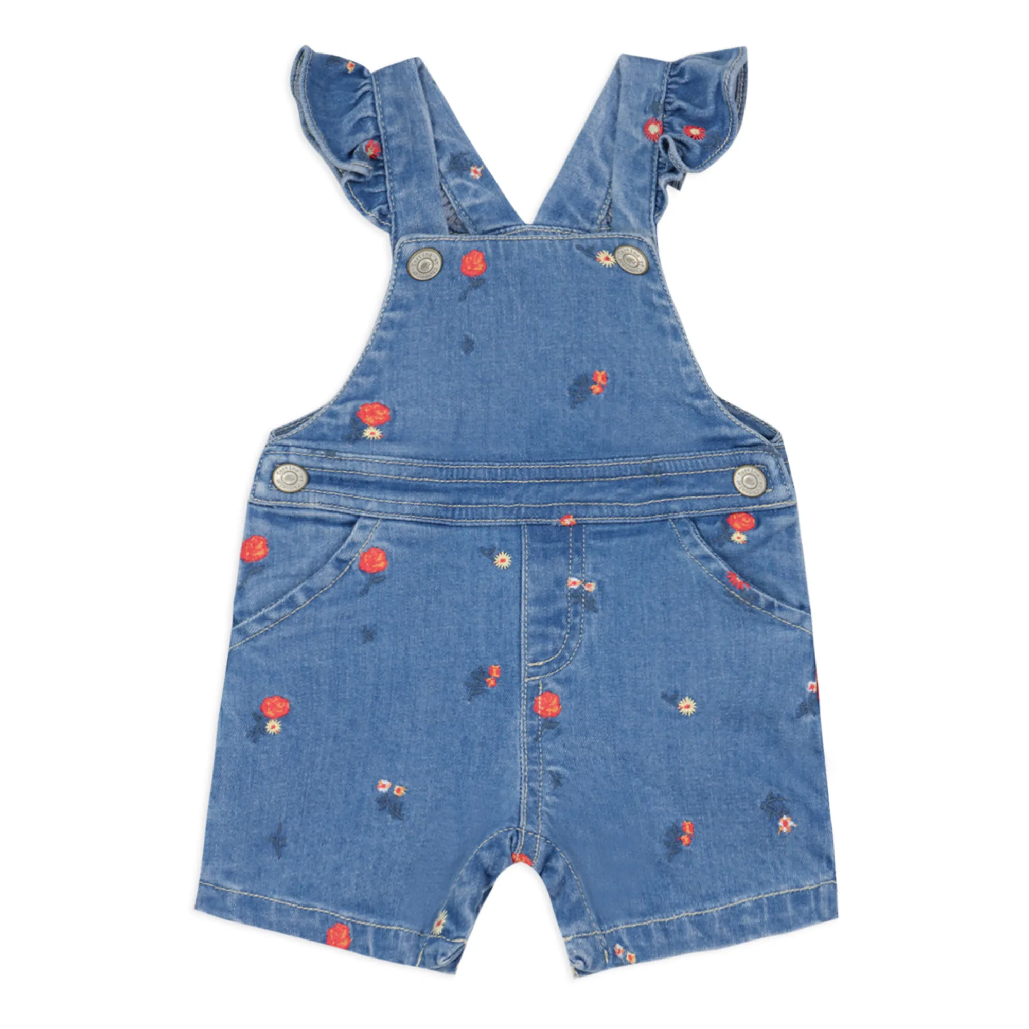 Tartine Et Chocolat Blue Embroidered Denim Dungarees