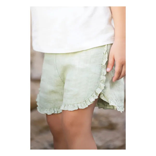 Shorts aus Leinen | Salbei