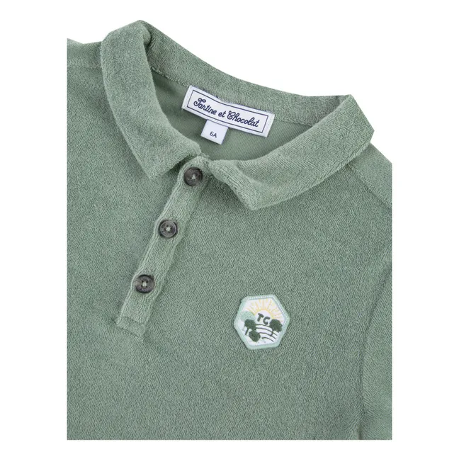 Terry Cloth Polo Shirt | Sage