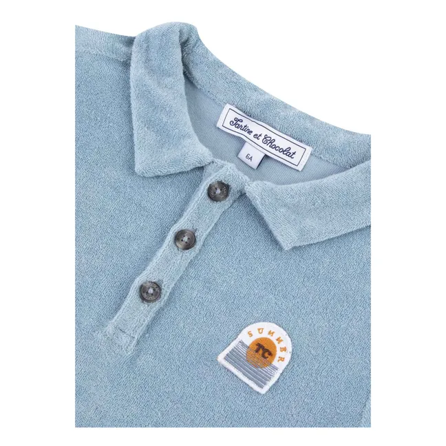 Terry Cloth Polo Shirt | Blue