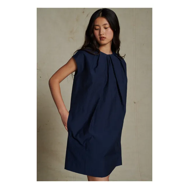 Addy Cotton Poplin Dress | Navy blue