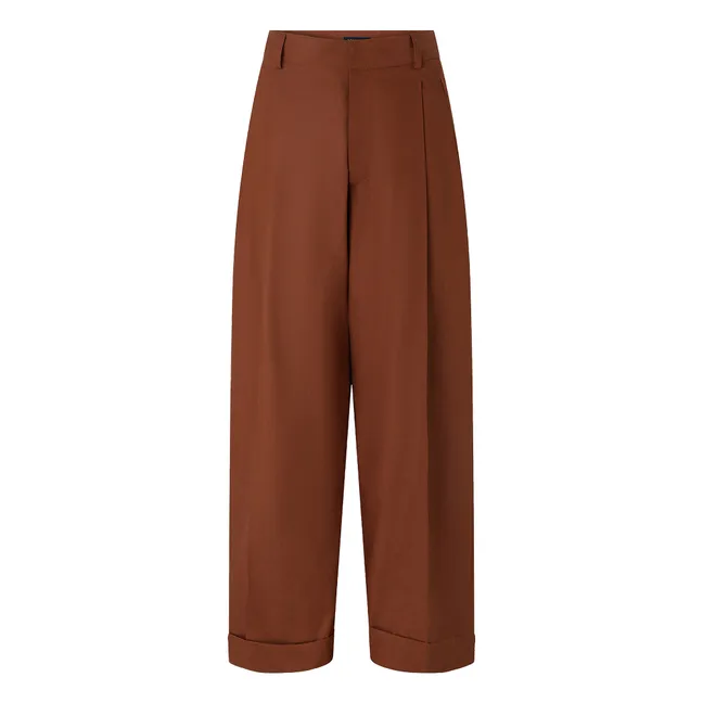 Watson Cotton Poplin Trousers | Brown