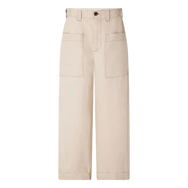 Thabor cotton and linen trousers | Powder