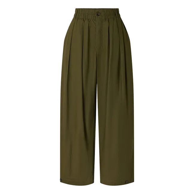 Pantalones de popelina de algodón Vernon | Verde Kaki