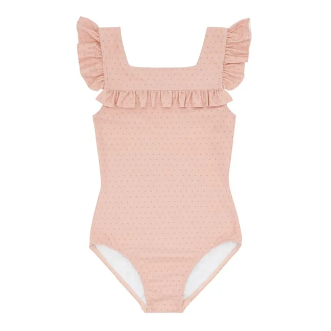 Square Pois 1-Piece Swimsuit | Pink