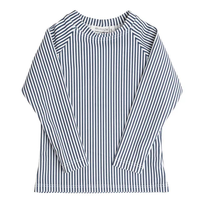 Anti-UV Striped T-shirt | Navy blue