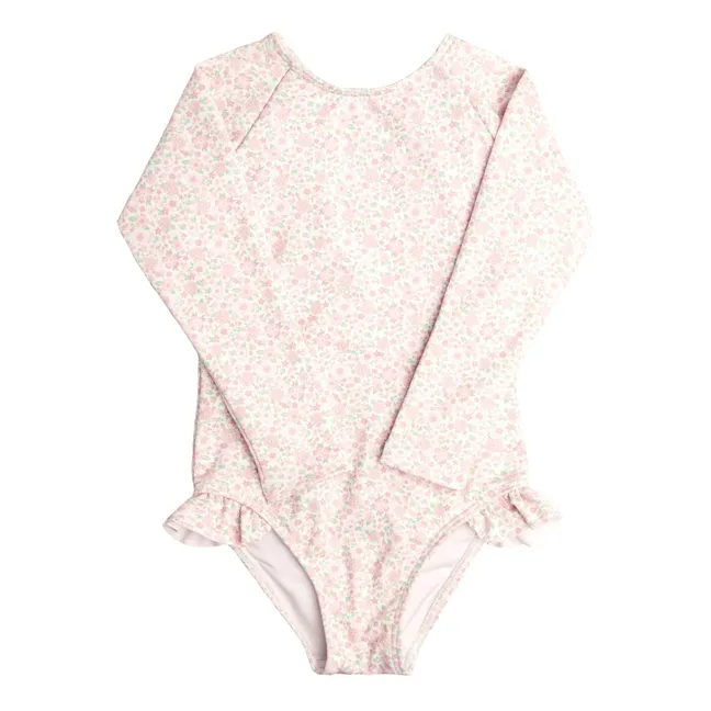 Badeanzug, einteilig, Anti-UV, Blume | Rosa